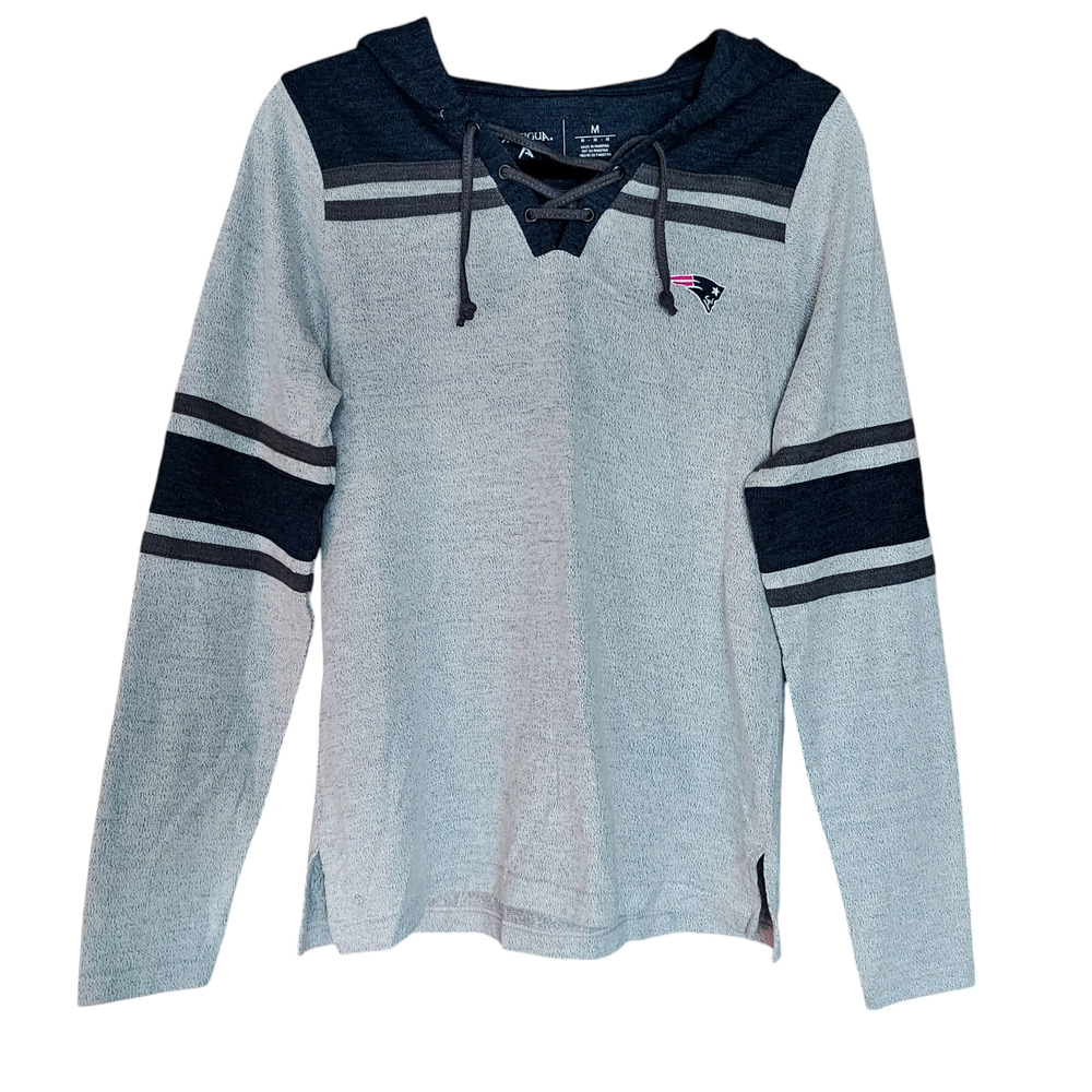 Antiqua New England Patriots Fangear Women's Long Sleeve Heathered Gray Hoodie M